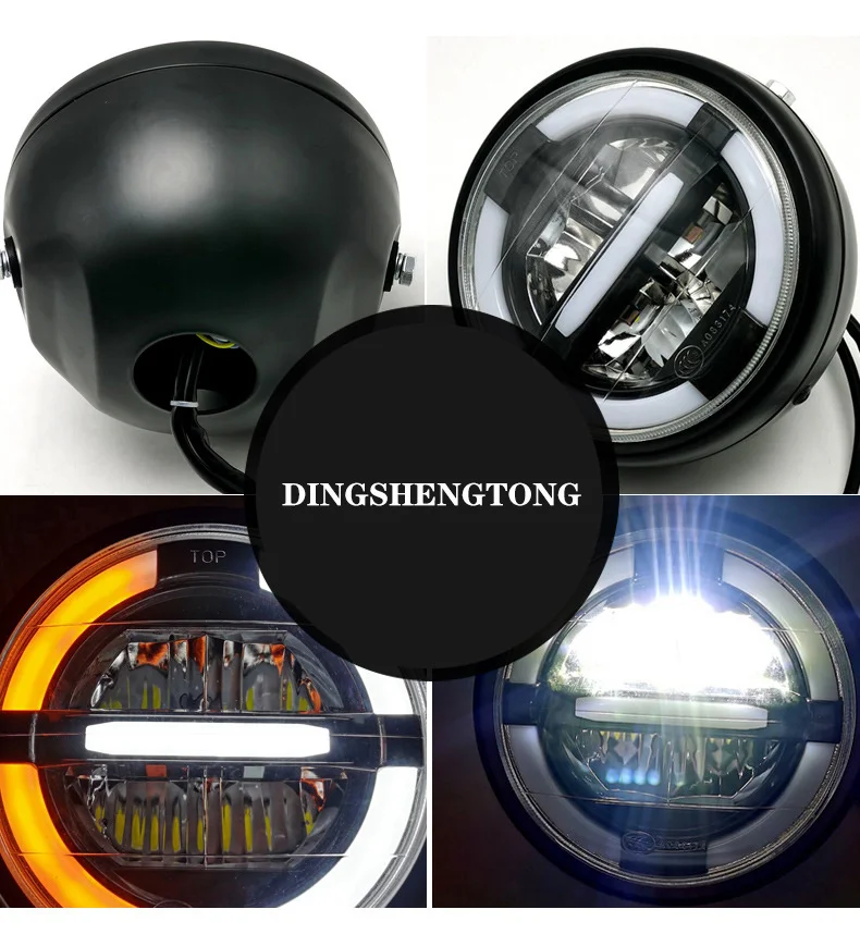 

New Hot 7" Motorcycle LED Headlight High Low Beam DRL Daytime Running Light 12V For Adnoh Ikasawak Ahamay Cafer Racer Victory