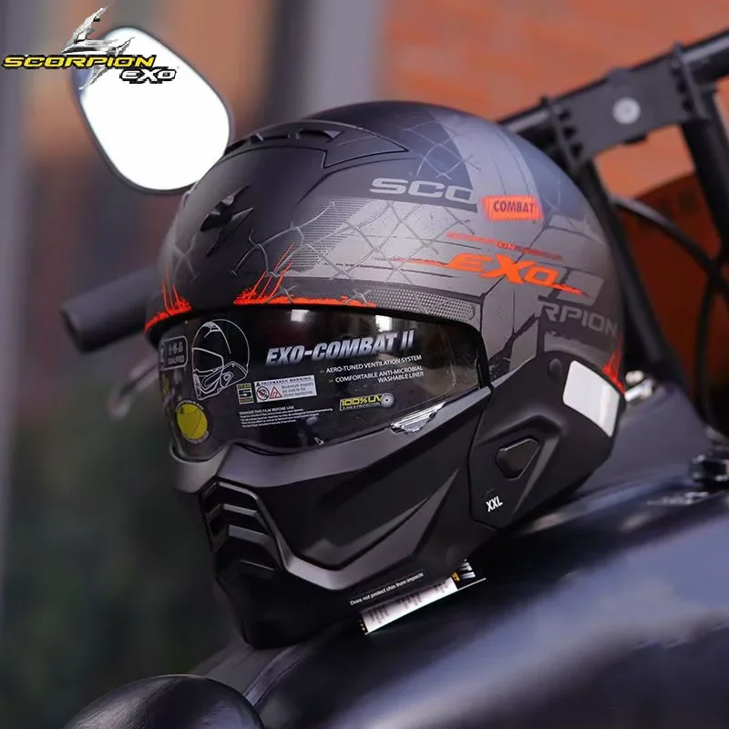 Мотоциклетный шлем USA Scorpion Exo-Combat II одобренный ECE DOT съемный в стиле ретро анфас Cascos