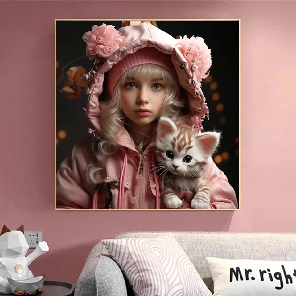 Картина для алмазной вышивки сделай сам новая коллекция розовое пальто мозаика