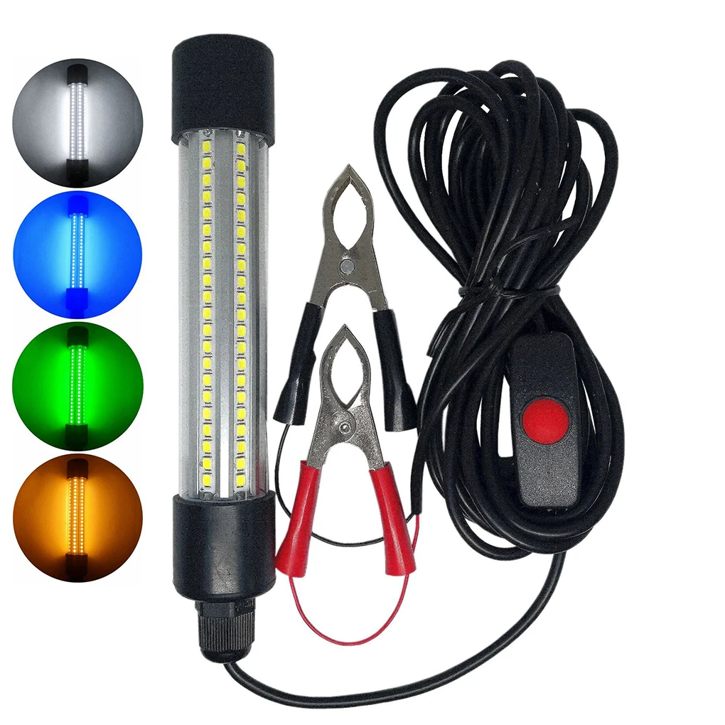 

1200LM 12-24V LED Fishing Light Fish Lure Lamps Attract Lamp Outdoor Fishes Tools Bait Finders Lights 13W Warm Yellow