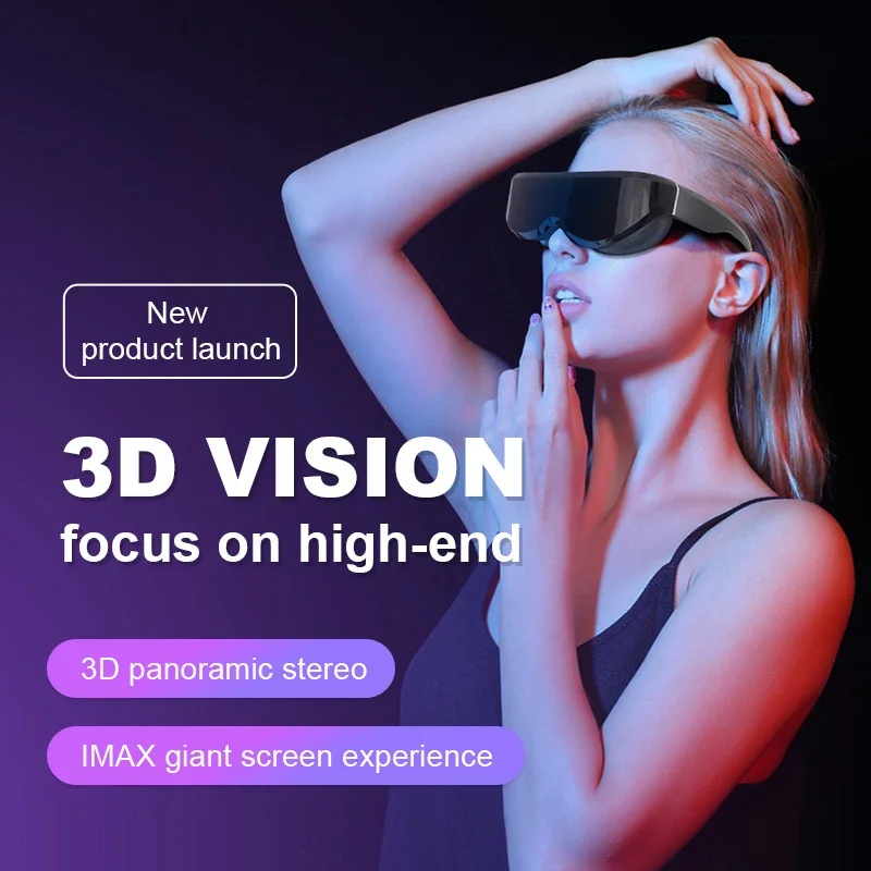 

Luxurious 3D Smart Video Glasses 4K Virtual Reality Cinema Watch Movies IMAX Smart Glasses VR 2D 3D Eyeglasses Video Glasses