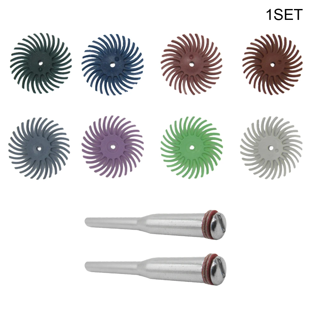 

8pcs 1inch Radial Bristle Disc Kit Accessories Abrasive Wheel With Shank No Scratch Professional Wood Jewelry For Rotary Tool
