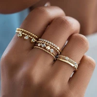 8pcsset punk trendy party crystal stone decor rings set for women couples sweet couple ring gift wholesale jewelry m033