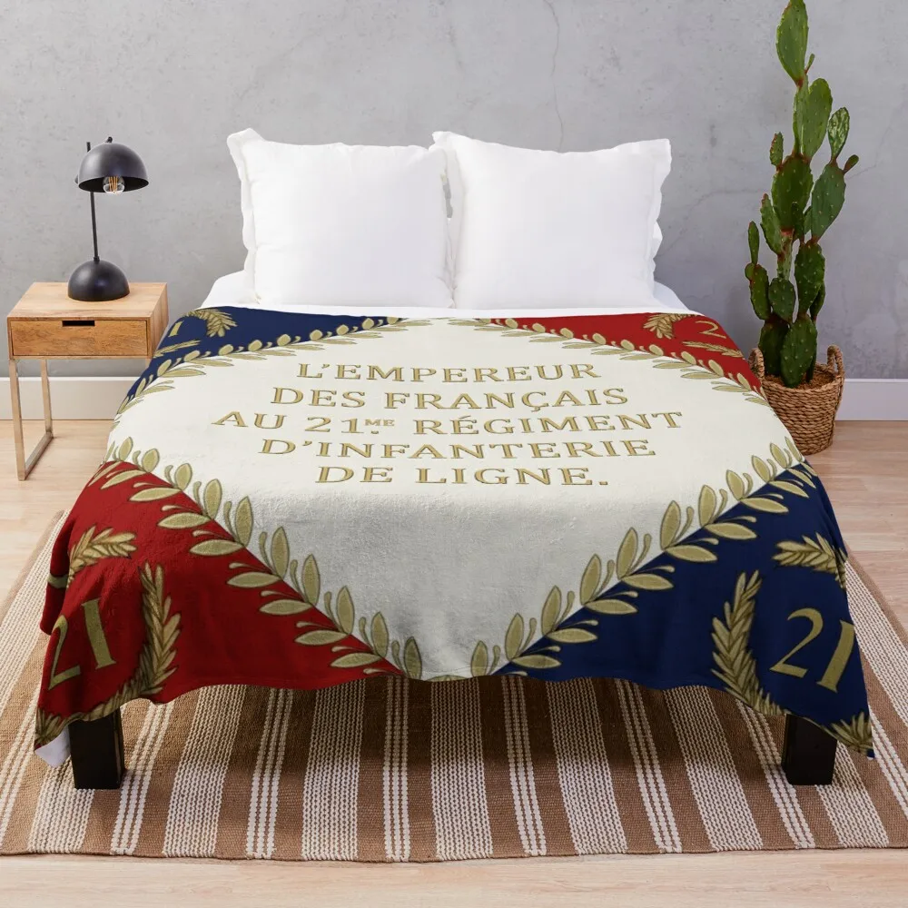

Napoleonic French regimental flag '21me' 1804 Throw Blanket retractable and reclining sofa blanket
