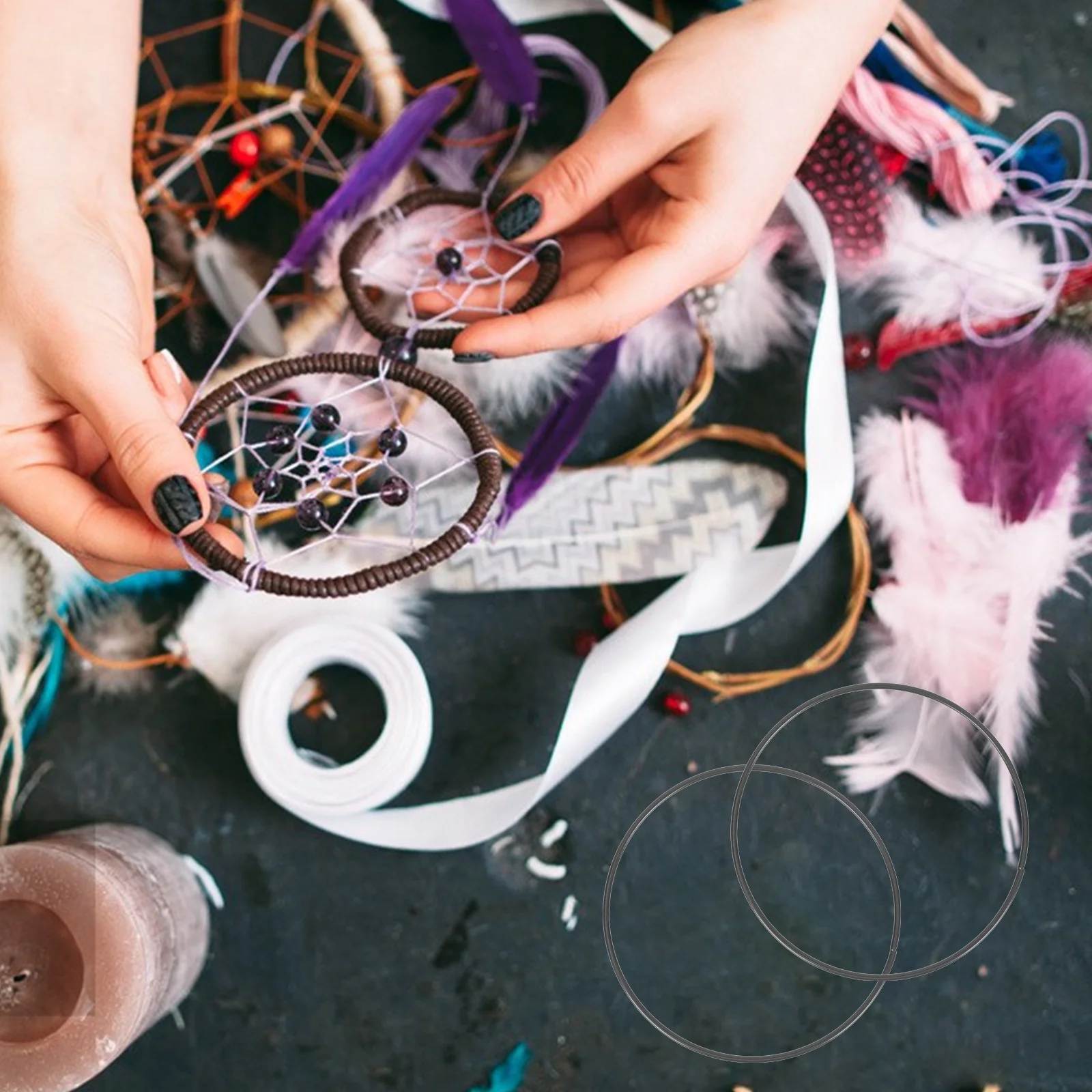 

Hoop Metal Wreath Ring Floral Hoops Rings Macrame Dream Catcher Making Wire Crafts Diy Formround Cross Embroidery Sewing