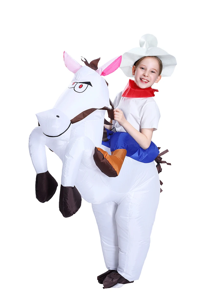 JYZCOS Inflatable Cowboy Costume Adult Western Horse Rider Fancy Dress for Men Women Halloween Party Suit |