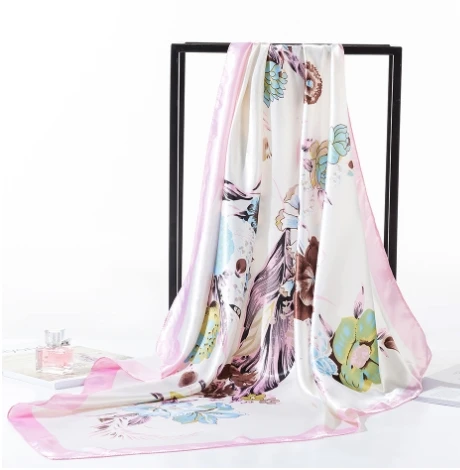 

Yoohxin шелковый шарф с цветочным принтом 90 см