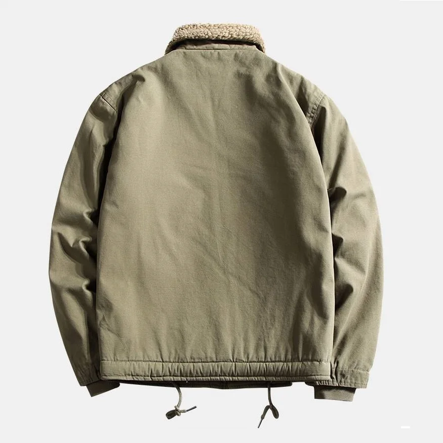 Faux Lamb Wool Short Jacket Men's Winter Thickened Fur Collar Plus Fleece Tooling Pilot Cotton Jacket Winter Jacket Men