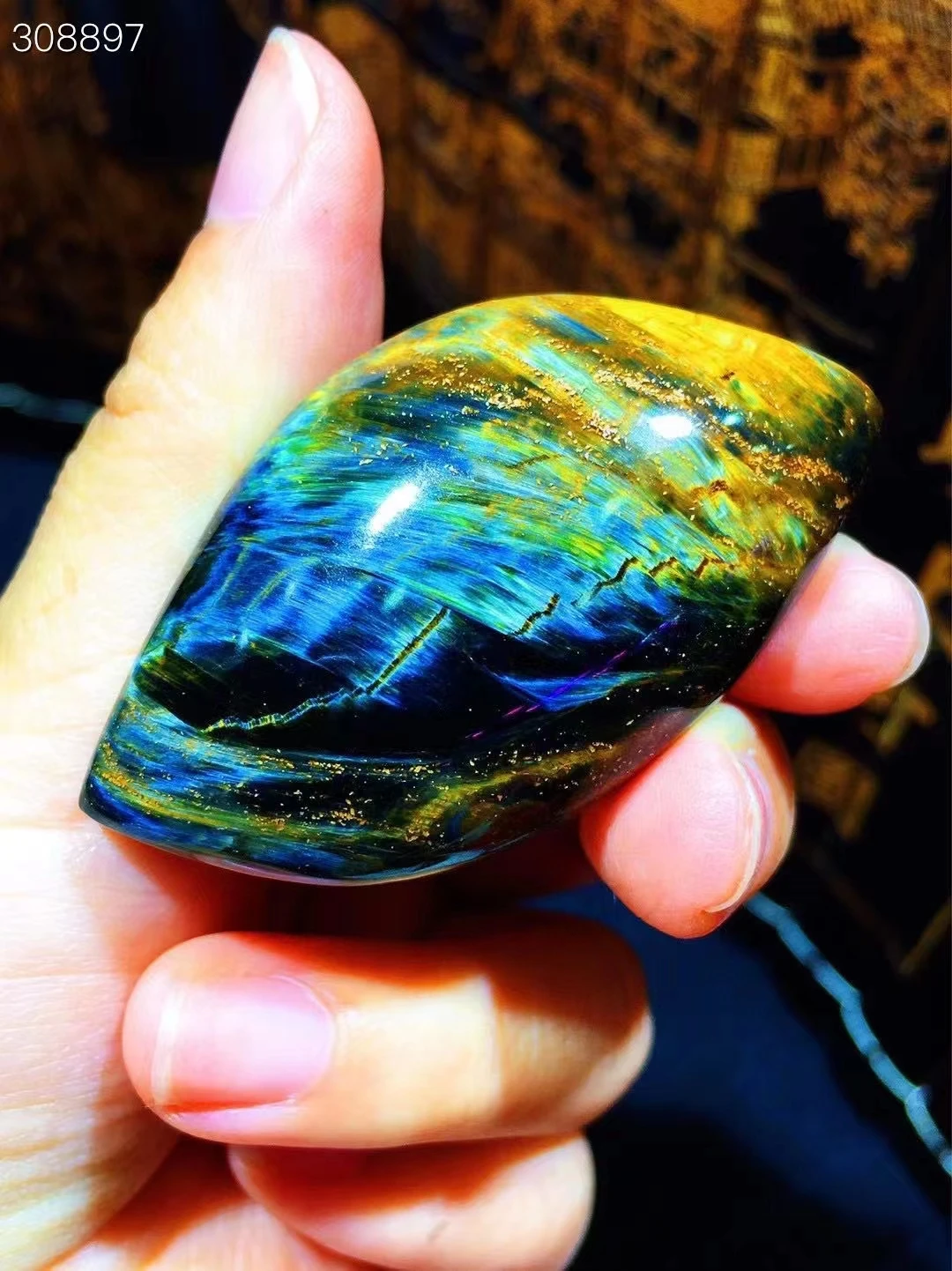 

Genuine Natural Blue Yellow Pietersite Oval Pendant 55x31x12.5mm Cat Eye Women Men Pietersite Namibia Necklace Jewelry AAAAAA