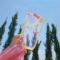3d cartoon hello kitty camera protection phone case for iphone 11 12 13 pro max x xs xr soft silicone tpu transparent cover