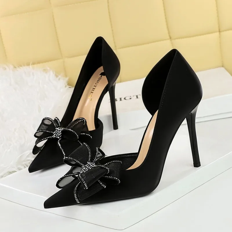 Туфли-лодочки BIGTREE женские шелковые туфли на высоком каблуке 10 5 см заостренный