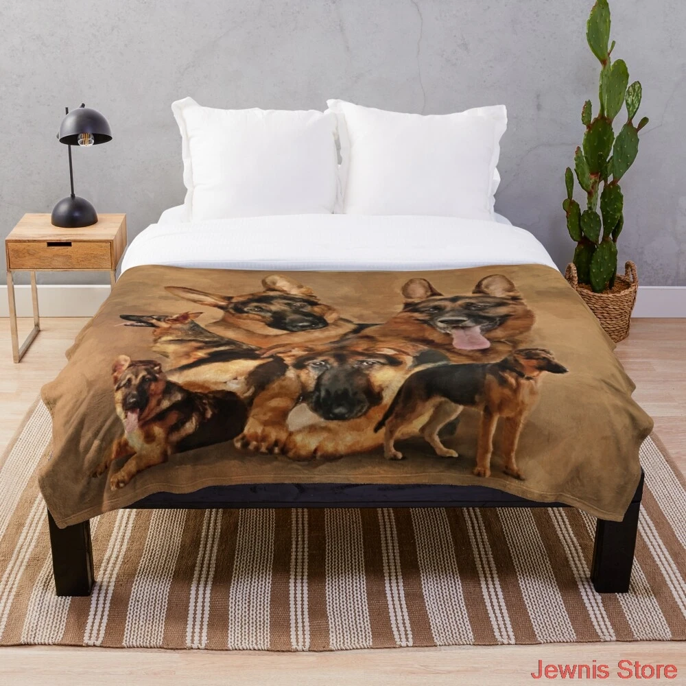 

German Shepherd Dog puppy young adult Blanket Print on Demand Decorative Sherpa Blankets for Sofa bed Gift