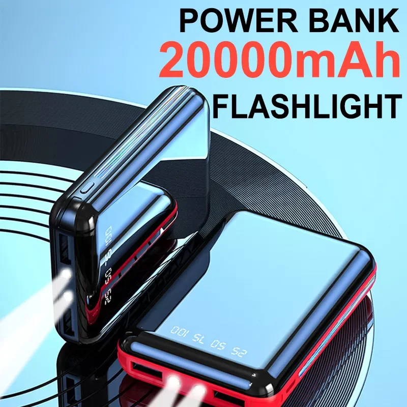 

NEW 20000mAh Power Bank LED Digital Display Flashlight External Battery For Iphone 12 13 13Promax Mirror Screen Portable Powerba