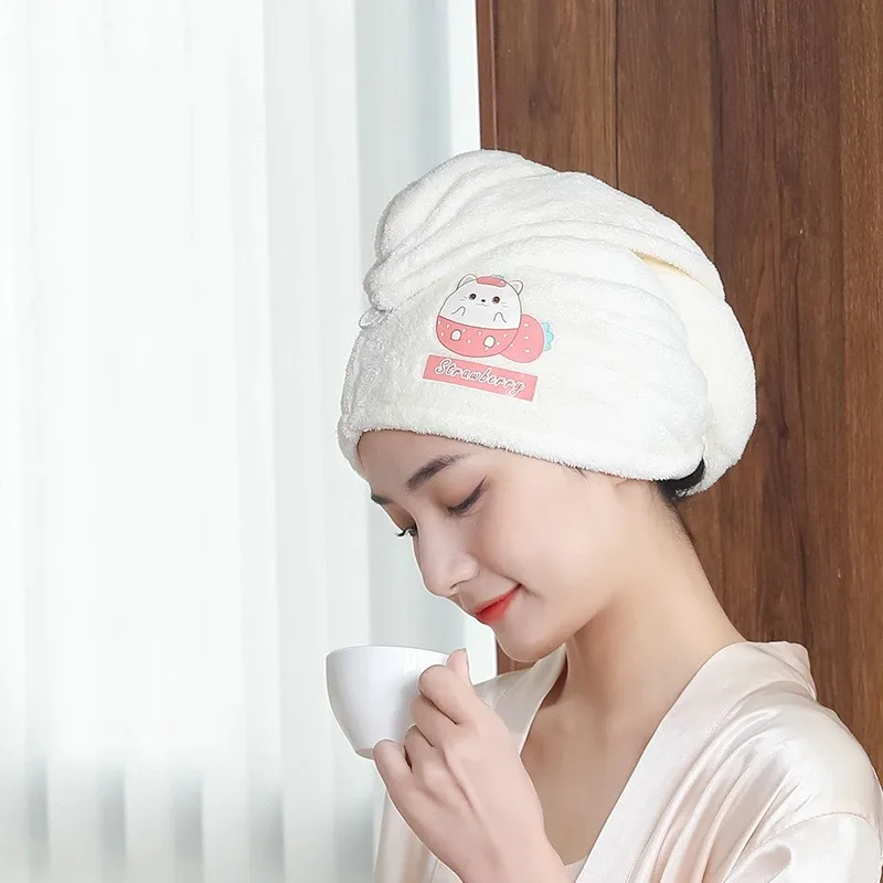 Hair Drying Cap Ladies Quick Dry Pack Headscarf Dry Hair Towel  Super Absorbent Cartoon Bathroom Wrapped Towels Shower Caps