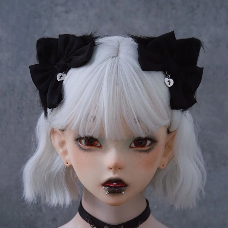 

1Pc Lolita Cat Ear Hairpin Gothic Bows Barrettes Girls JK Uniform Hair Clip Women Anime Cosplay Hairpin Big Bows Hair Ornament