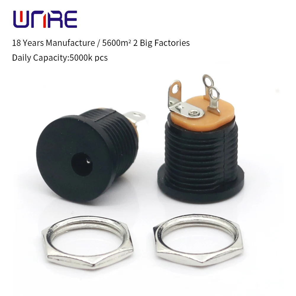 

10/20PCS DC-022 5.5x2.1mm 5.5x2.5mm 5.5*2.1mm DC Power Jack DC Connector Panel Mounting DC022 Socket 5.5-2.5 Black