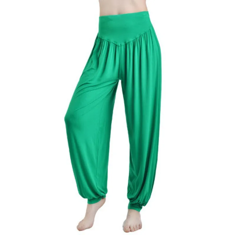 

Летние тонкие штаны с завышенной талией, обтягивающие эластичные свободные штаны с пуговицами для ног и редиса, танцевальные тренировочные штаны из модала