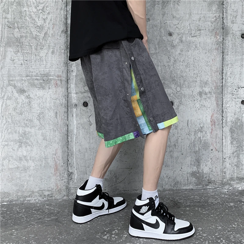 American retro shorts women Harajuku loose street fashion sports shorts high waist drawstring hip hop straight five point pants