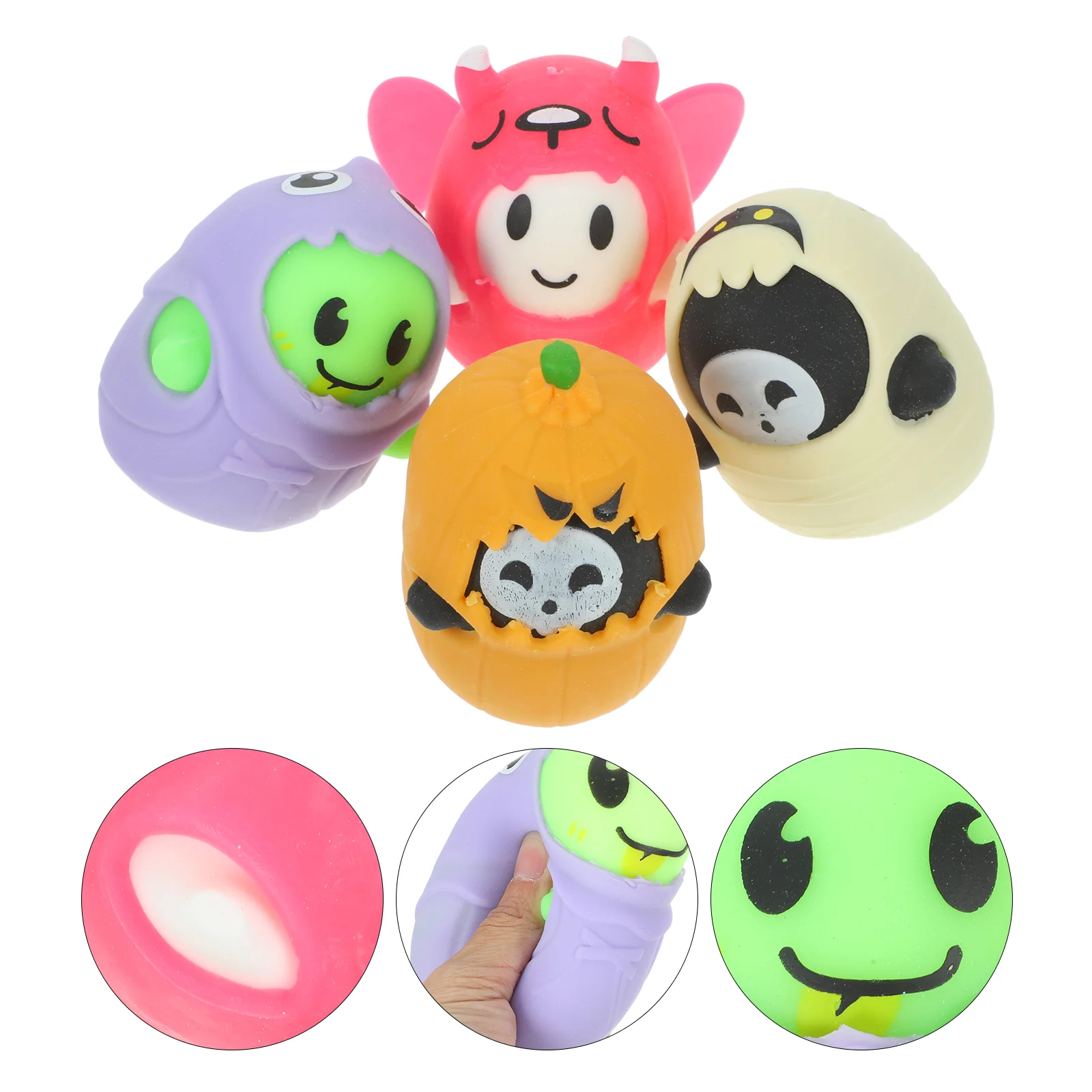 

4pcs Adorable Squeeze Toys Wear-resistant Pressure Toys Halloween Decompression Toys (Mixed Style)