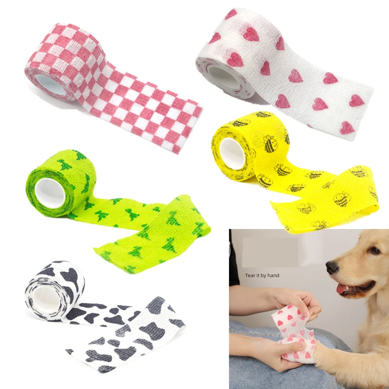 

New Pet Elastic Self Adherent Cohesive Bandage for Dog Cat Horse Non-Woven Self Adhesive Sport Tape for Knee Ankle