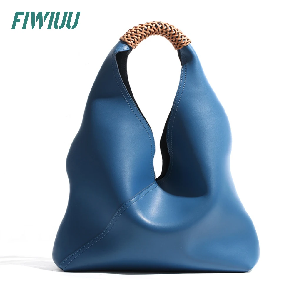 

FIWIUU Women Luxury Shoulder Bag Woven Top-handle Hobo Handbag Larger Capacity Underarm Leather Composite Bag