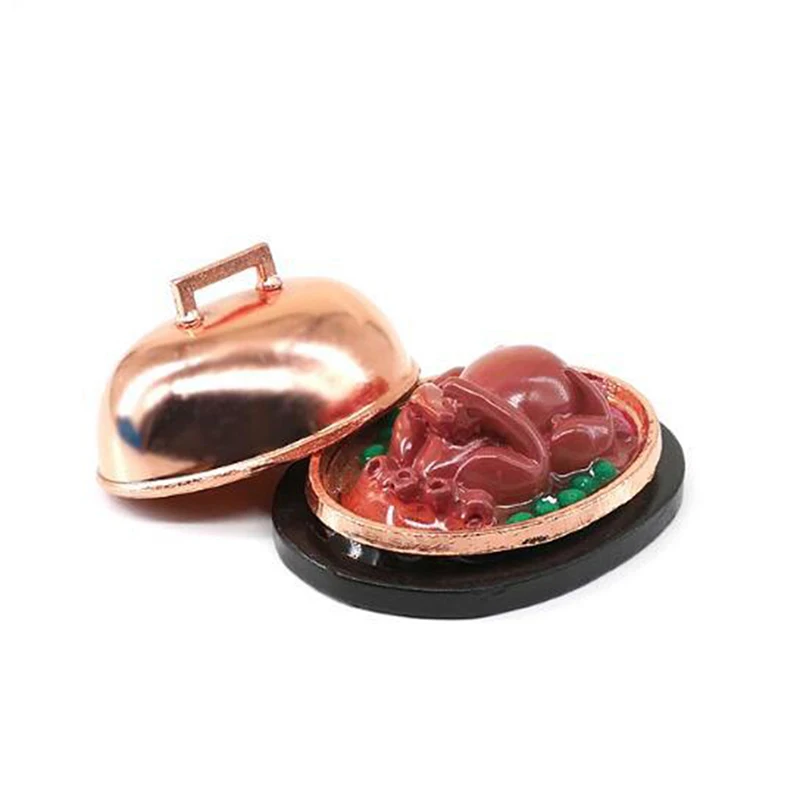 

1:12 Dollhouse Miniature Christmas Roast Turkey On A Serving Plate Model Kitchen Food Accessory For Doll House Decor Kids Toys