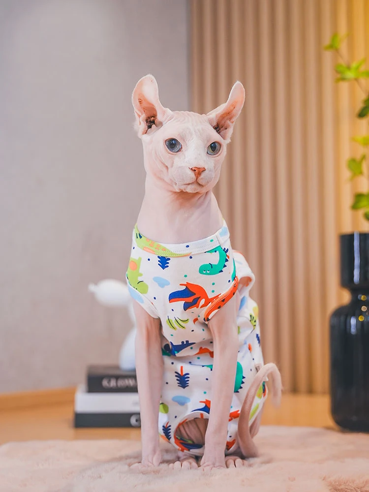 Флисовое пальто для кошек Sphynx одежда лета и весны толстовка с рисунком динозавра
