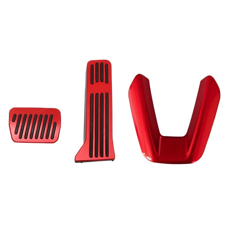 

1 Pcs Car Steering Wheel Covers Trim Sticker & 1 Set Aluminium Alloy No Drilling Accelerator Pedal Covers