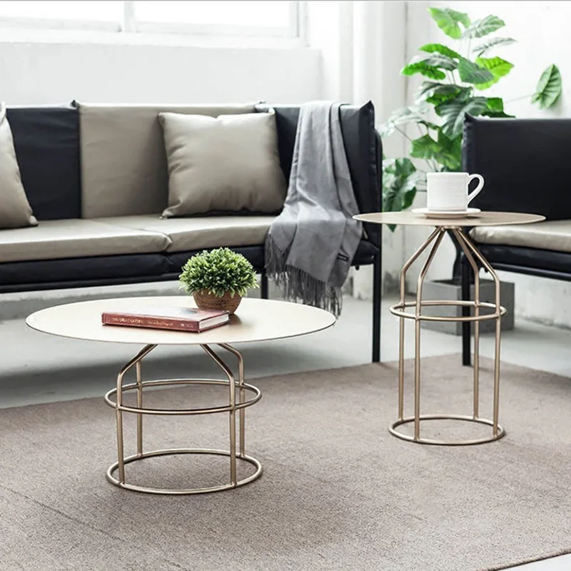 

Nordic Tea Table Sofa Side Table Gold Coffee Tables Living Room Round Auxiliary Tables Creative Design Furniture Decor End Table