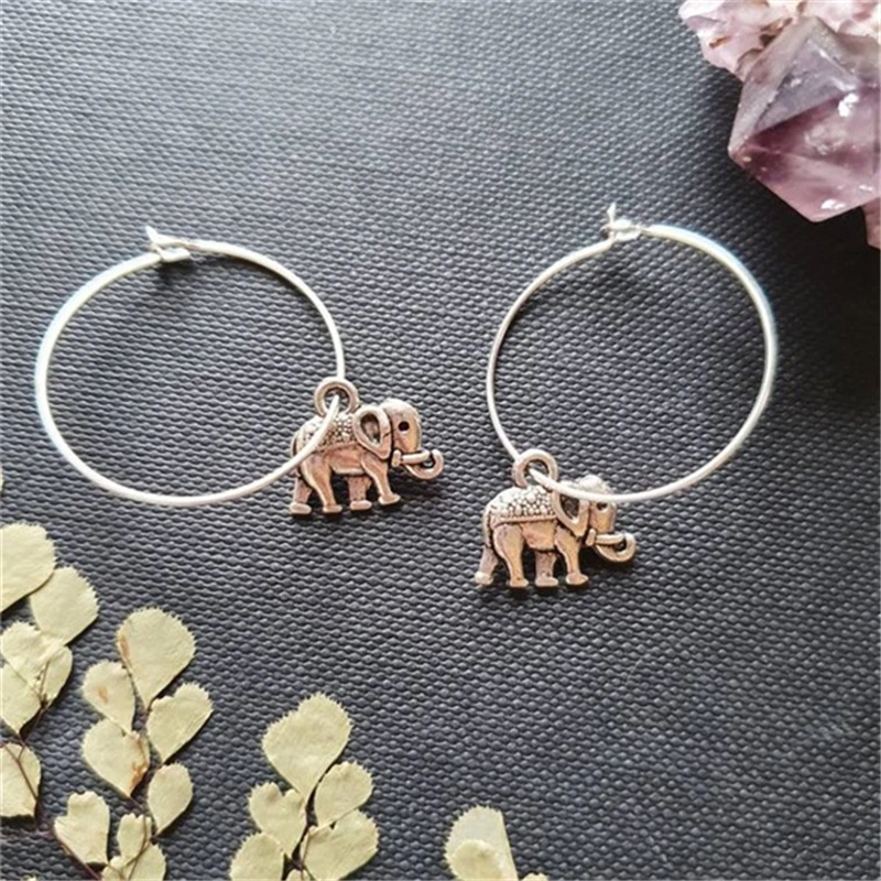 

Elephant Charm 3cm Hoop Earrings Boho Earrings Bohemian Jewellery Hippie Earrings Animal Lovers Gifts Stocking Fillers