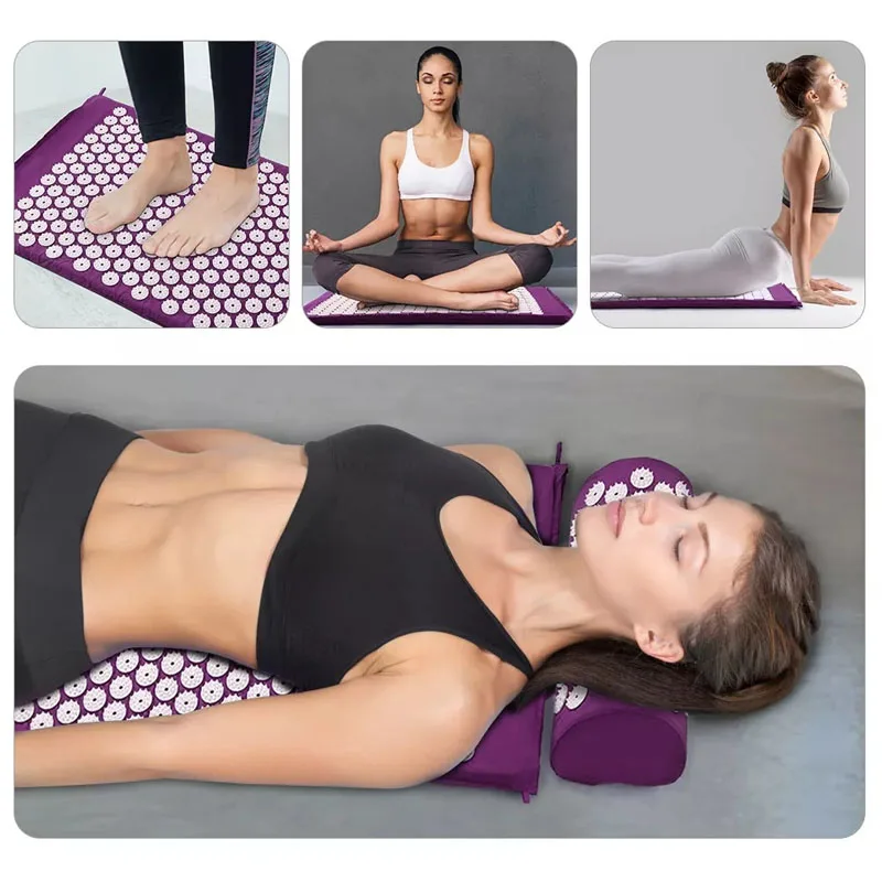 

Extra Long Acupuncture Massage Yoga Acupressure Mat and Pillow Massage Cushion Relivev Stress Back Body Pine Yoga Mats Fitness