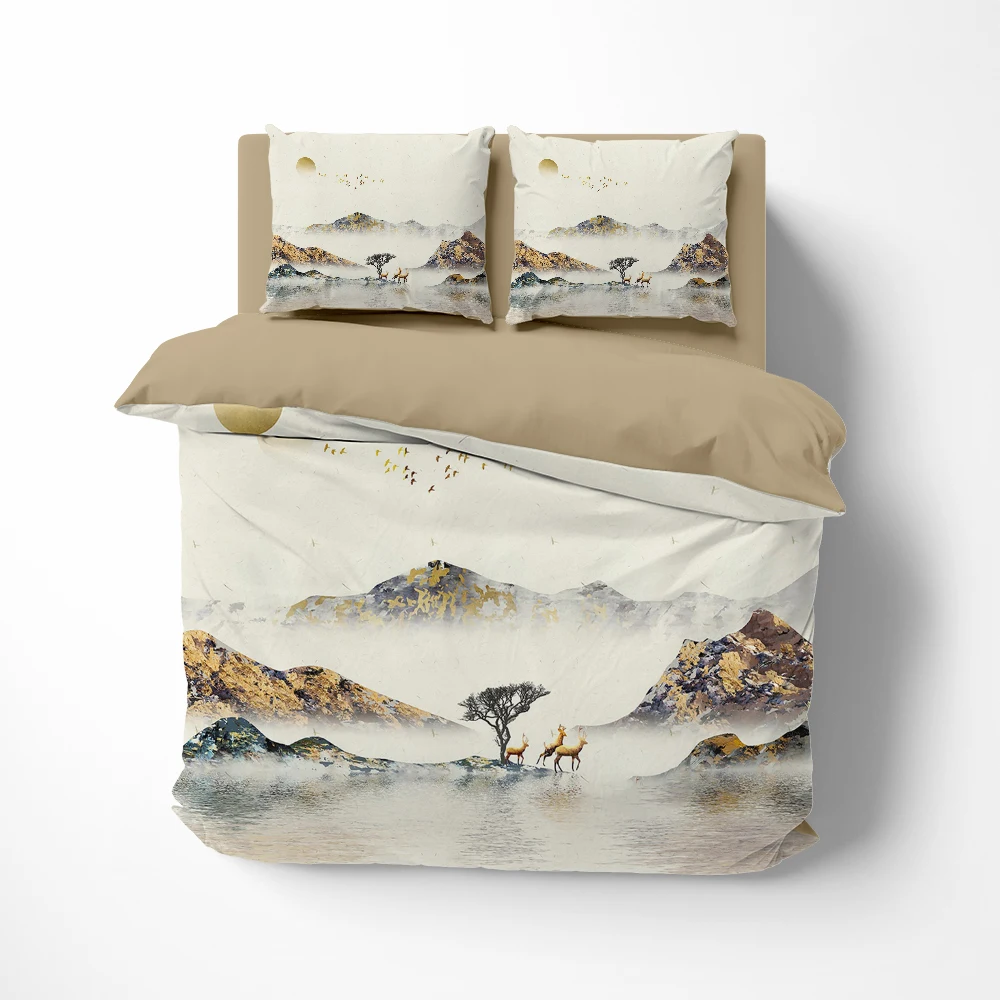 

Customizable size Bedding set euro Single queen king bed linen Quilt/Duvet cover set Linens 2bedrooms Bed set for home deer