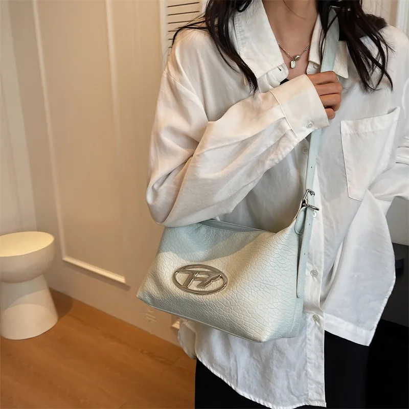 Дизайнерская сумка через плечо из ПУ кожи аллигатора женская модная однотонная