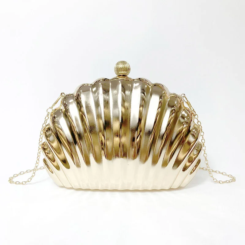 

Fashion Designer Shell Bag New Metallic Bag for Women small Shoulder Bags Cute Purses 2023 Bag gold silver evening bag B462