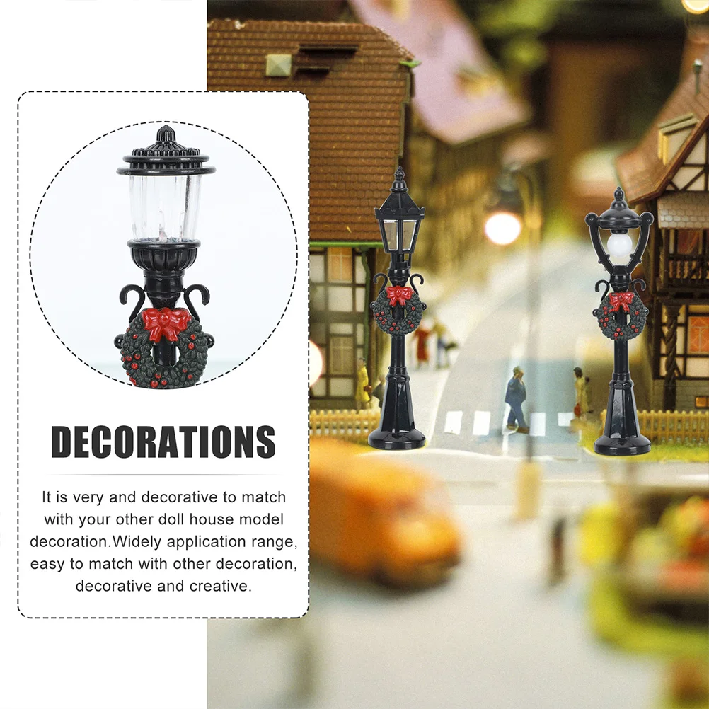 6 шт. черные уличные фонари украшения маленькие лампы свет пейзаж фигурка из