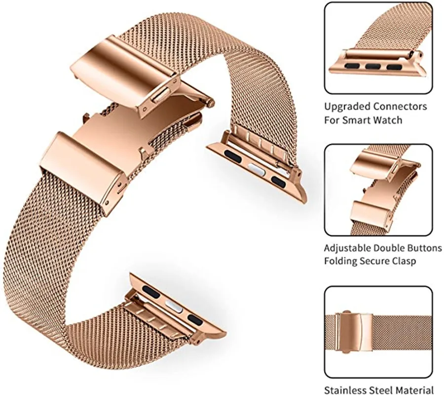 2 Pack Milanese Mesh Loop Band For Apple Watch 38/40/41/42/44/45mm,Woven Stainless Steel Strap for iWatch Series 7/6/5/4/3/2 SE
