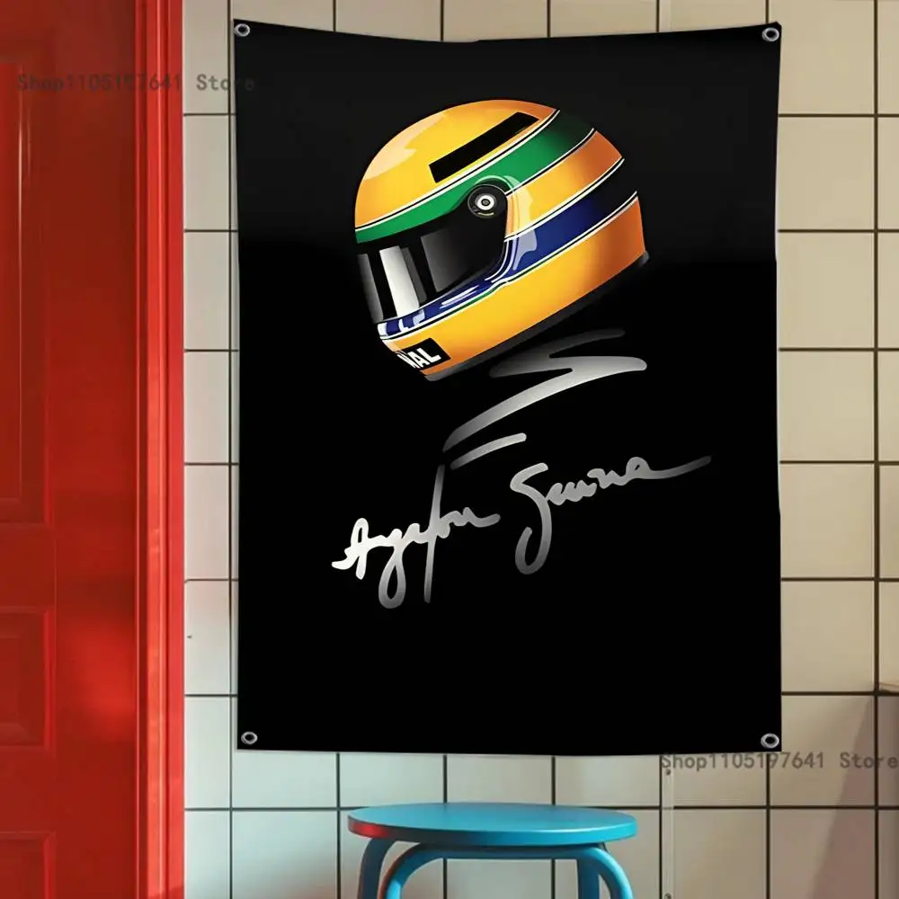 Фото Racing Driver A-Ayrton S-Senna Высококачественный гобелен с флагом, баннер для спальни, гостиной, бара, вечеринки, Настенный декор для наружного использования №2