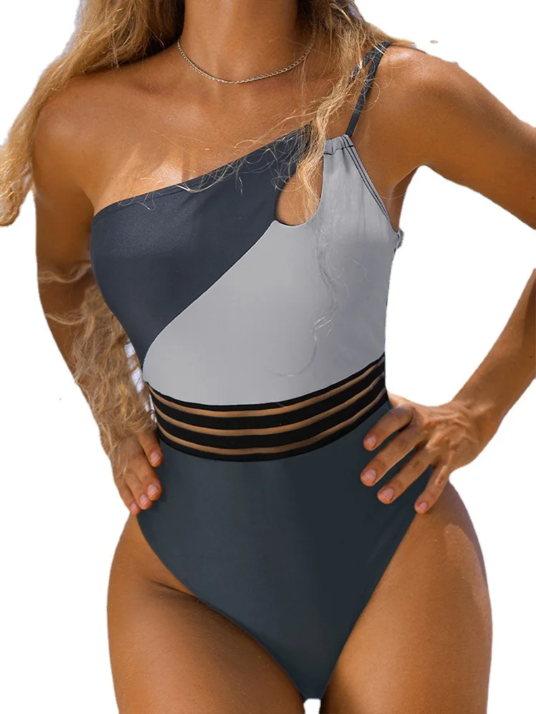 One-piece Bikini Women Swimsuit Lady Ladies One-shoulder Fashionable Sexy Swimwear Summer 2023