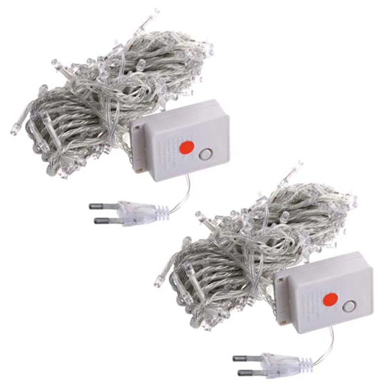 

AT14 2X 220-250V 100 Leds 10M LED String Light For Christmas Party, Halloween, Home , Garden, Trees, Festive Parties