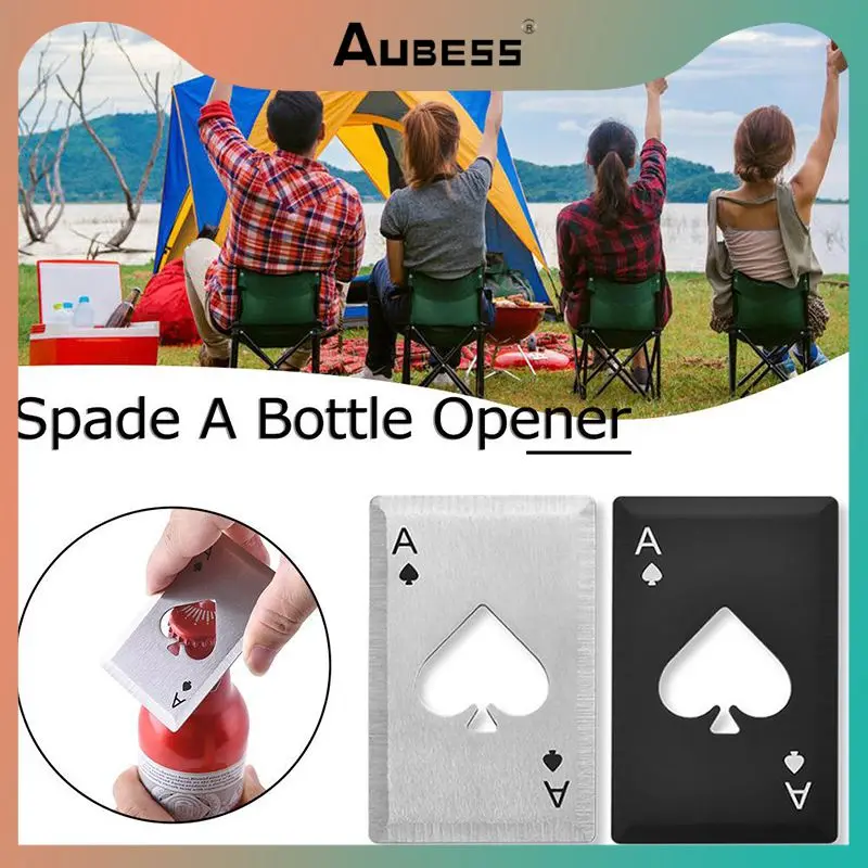 

Spade A Beer Opener Mini Pocket Card Throwing Cutting Multitool Poker Casino Bar Utensils Metal Beer Bottle Opener Black/silver