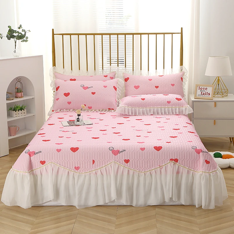 

Chiffon Lace Latex Mat Easy-to-clean Printing Foldable Summer Sleeping Mat with Pillowcase Mattress Sheets bed sheet set