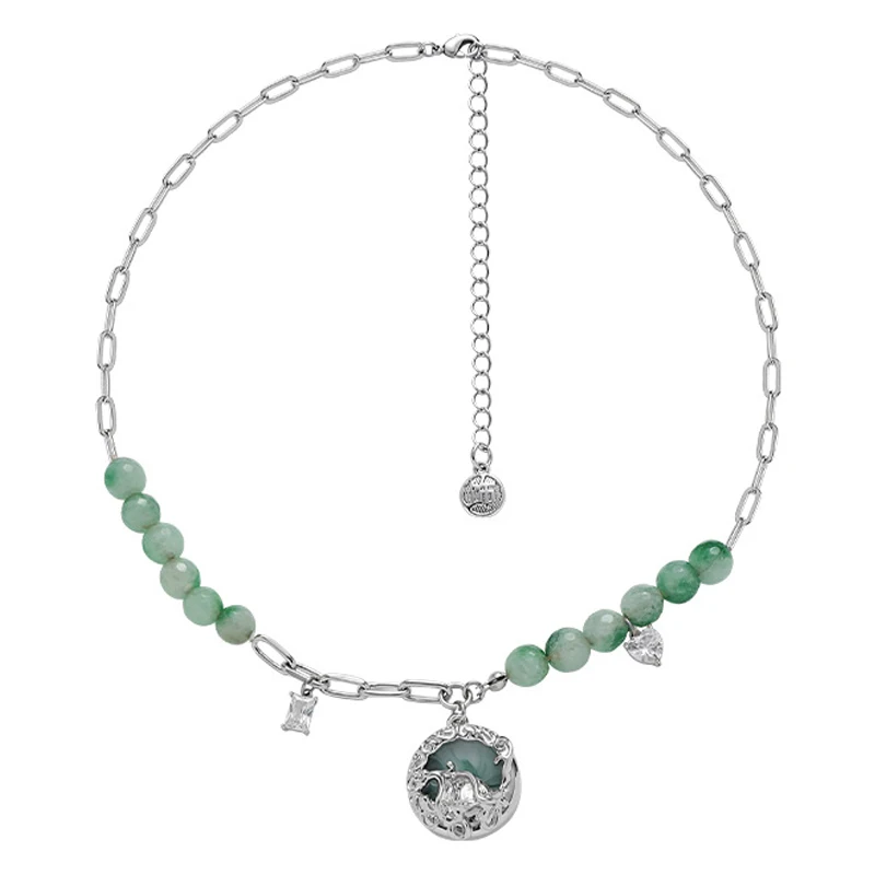 Ожерелье Eetit с подвеской-цепочкой из акрилового зеленого камня для женщин