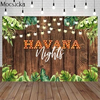 havana nights photography backdrop rustic wood board tropical palm green leaves decorative photo background for studio photocall