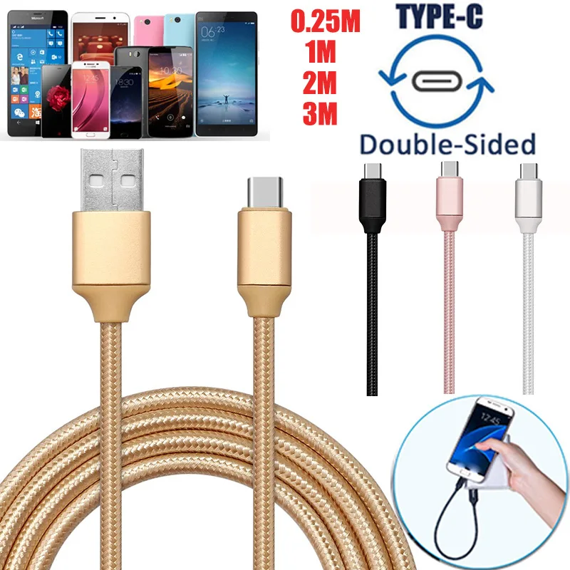 

1M Nylon Braided data cable for Micro Type-C IOS Fast Charging Cable for lphone Huawei Samsung Android Mobile Phone Cable