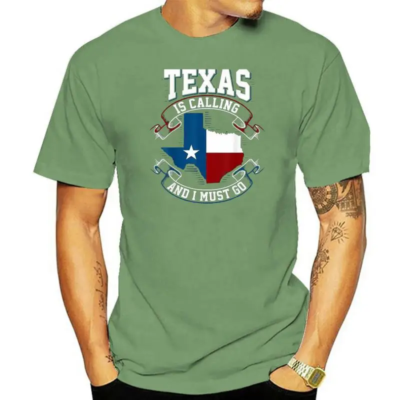 

New Texas Is Calling And I Must Go Flag Black T-Shirt S-3Xl Usa Size Em1 Summer O Neck Tops Tee Shirt
