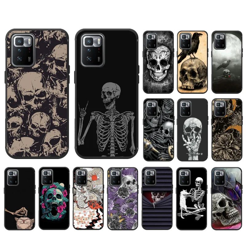 

Phone Case For Xiaomi Redmi Note 11 10 Pro Note 8 Pro 9Pro Note9 9S 10S 9T Redmi 10 9C 9A Skull Bones Case