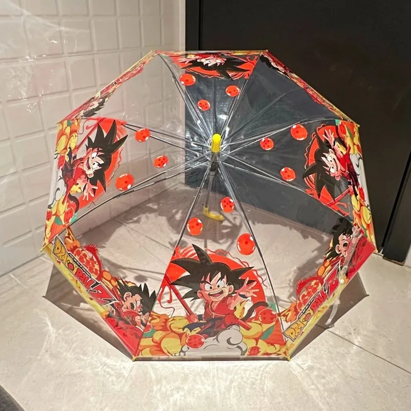 Фото Зонт Dragon Ball с изображением Сон Гоку в милом мультяшном стиле, ручной складной, для солнечной и дождливой погоды, автоматический, прозрачный. №4