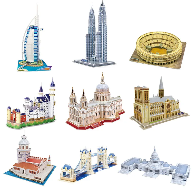 

3D Word Famous Buildings Architecture Puzzle Jigsaw Model Educational DIY Toys Assembly Toy Gift for Children Teen Adult