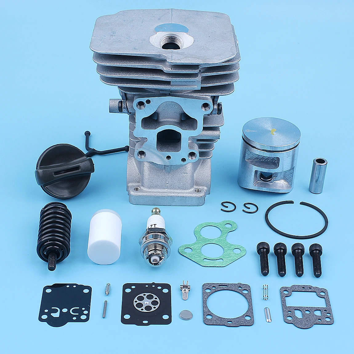 

41mm Nikasil Cylinder Piston Carb Repair Kit For Jonsered CS2240 CS2240 S Chainsaw 504735101 Gas Fuel Cap Filter Spare Part