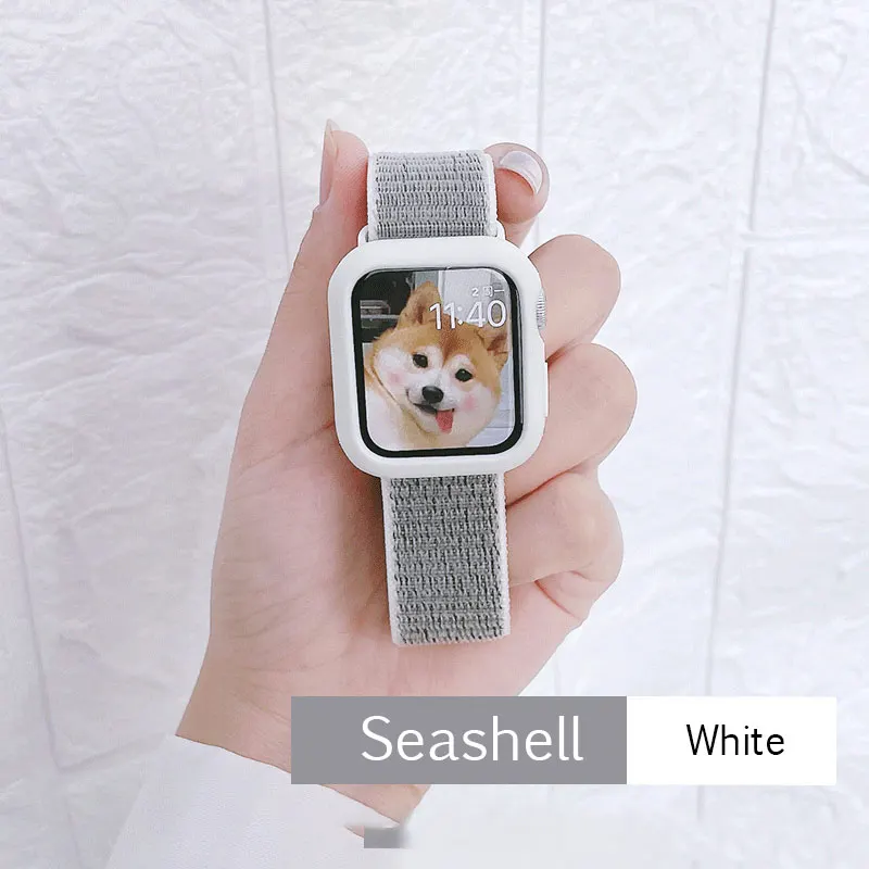 

Nylon Loop for Apple watch Band 44mm 40mm 45mm 41mm 38mm 42mm 40 44 45 mm Accessories bracelet iWatch serie 7 6 SE 5 4 3 Strap